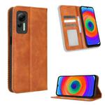 For Ulefone Note 14 Magnetic Buckle Retro Texture Leather Phone Case(Brown)