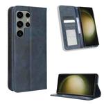 For Samsung Galaxy S23 Ultra 5G Magnetic Buckle Retro Texture Leather Phone Case(Blue)