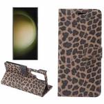 For Samsung Galaxy S23 Ultra 5G Leopard Pattern Flip Leather Phone Case(Brown)