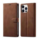 For iPhone 14 Forwenw F1 Series Matte Strong Magnetism Leather Phone Case(Brown)