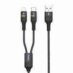 TOTU B2C-001 Journey Series 2 in 1 USB to 8 Pin + Type-C Colorful Breathing Light Data Cable, Length:1.5m(Black)