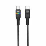 TOTU BT-021 Journey Series Type-C to Type-C Colorful Breathing Light Data Cable, Length:1.5m(Black)