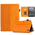 For Amazon Kindle Fire 7 2022 Rhombus Embossed Leather Tablet Case(Khaki)