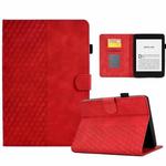 For Amazon Kindle PaperWhite 4 / 3 / 2 / 1 Rhombus Embossed Leather Tablet Case(Red)