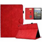 For Amazon Kindle Fire HD8 2020 Rhombus Embossed Leather Tablet Case(Red)