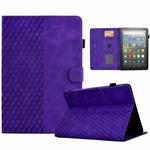 For Amazon Kindle Fire HD8 2020 Rhombus Embossed Leather Tablet Case(Purple)