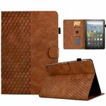 For Amazon Kindle Fire HD8 2020 Rhombus Embossed Leather Tablet Case(Brown)