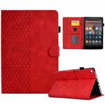 For Amazon Kindle Fire HD8 2018 / 2017 / 2016 Rhombus Embossed Leather Tablet Case(Red)