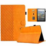 For Amazon Kindle Fire HD10 Plus 2021 Rhombus Embossed Leather Tablet Case(Khaki)