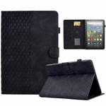 For Amazon Kindle Fire HD10 Plus 2021 Rhombus Embossed Leather Tablet Case(Black)