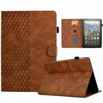 For Amazon Kindle Fire HD10 Plus 2021 Rhombus Embossed Leather Tablet Case(Brown)