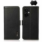 For OnePlus Nord CE 3 KHAZNEH Side-Magnetic Litchi Genuine Leather RFID Phone Case(Black)