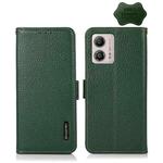 For Motorola Moto G13 / G23 / G53 5G KHAZNEH Side-Magnetic Litchi Genuine Leather RFID Phone Case(Green)