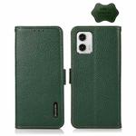 For Motorola Moto G73 5G KHAZNEH Side-Magnetic Litchi Genuine Leather RFID Phone Case(Green)