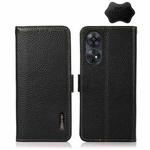 For OPPO Reno8 T 4G Global KHAZNEH Side-Magnetic Litchi Genuine Leather RFID Phone Case(Black)