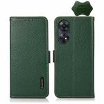 For OPPO Reno8 T 4G Global KHAZNEH Side-Magnetic Litchi Genuine Leather RFID Phone Case(Green)