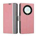 For Honor X9a 5G Twill Texture Side Buckle Leather Phone Case(Pink)