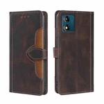 For Motorola Moto E13 4G Skin Feel Magnetic Buckle Leather Phone Case(Brown)