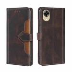 For OPPO A17k Skin Feel Magnetic Buckle Leather Phone Case(Brown)