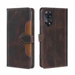 For OPPO Reno8 T 4G Skin Feel Magnetic Buckle Leather Phone Case(Brown)