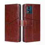 For Motorola Moto E13 4G Geometric Stitching Horizontal Flip Leather Phone Case(Dark Brown)