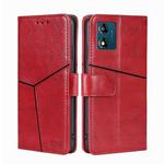 For Motorola Moto E13 4G Geometric Stitching Horizontal Flip Leather Phone Case(Red)