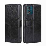 For Motorola Moto E13 4G Geometric Stitching Horizontal Flip Leather Phone Case(Black)