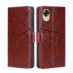 For OPPO A17k Geometric Stitching Horizontal Flip Leather Phone Case(Dark Brown)
