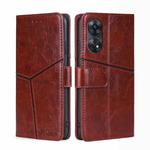 For OPPO Reno8 T 4G Geometric Stitching Horizontal Flip Leather Phone Case(Dark Brown)