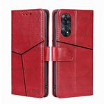 For OPPO Reno8 T 4G Geometric Stitching Horizontal Flip Leather Phone Case(Red)