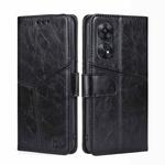 For OPPO Reno8 T 4G Geometric Stitching Horizontal Flip Leather Phone Case(Black)