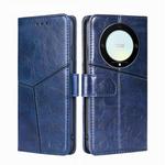For Honor X9a 5G Geometric Stitching Horizontal Flip Leather Phone Case(Blue)