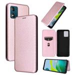 For Motorola Moto E13 4G Carbon Fiber Texture Flip Leather Phone Case(Pink)