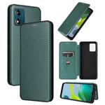 For Motorola Moto E13 4G Carbon Fiber Texture Flip Leather Phone Case(Green)