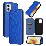 For Motorola Moto G73 5G Carbon Fiber Texture Flip Leather Phone Case(Blue)
