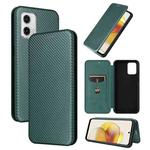 For Motorola Moto G73 5G Carbon Fiber Texture Flip Leather Phone Case(Green)