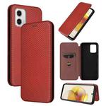 For Motorola Moto G73 5G Carbon Fiber Texture Flip Leather Phone Case(Brown)