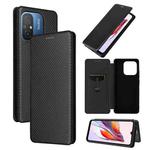 For Xiaomi Redmi 12C Carbon Fiber Texture Flip Leather Phone Case(Black)