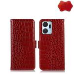 For Honor X7a 4G Crocodile Top Layer Cowhide Leather Phone Case(Red)