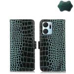 For Honor X7a 4G Crocodile Top Layer Cowhide Leather Phone Case(Green)