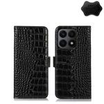 For Honor X8a 4G Crocodile Top Layer Cowhide Leather Phone Case(Black)