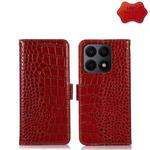 For Honor X8a 4G Crocodile Top Layer Cowhide Leather Phone Case(Red)