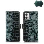 For Motorola Moto G73 5G Crocodile Top Layer Cowhide Leather Phone Case(Green)