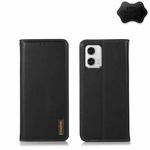 For Motorola Moto G73 5G KHAZNEH Nappa Top Layer Cowhide Leather Phone Case(Black)