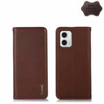 For Motorola Moto G73 5G KHAZNEH Nappa Top Layer Cowhide Leather Phone Case(Brown)