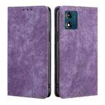 For Motorola Moto E13 4G RFID Anti-theft Brush Magnetic Leather Phone Case(Purple)