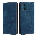 For Motorola Moto E13 4G RFID Anti-theft Brush Magnetic Leather Phone Case(Blue)