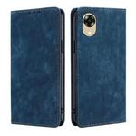 For OPPO A17k RFID Anti-theft Brush Magnetic Leather Phone Case(Blue)