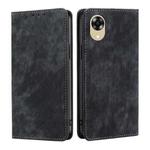 For OPPO A17k RFID Anti-theft Brush Magnetic Leather Phone Case(Black)