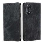 For OPPO Reno8 T 4G RFID Anti-theft Brush Magnetic Leather Phone Case(Black)